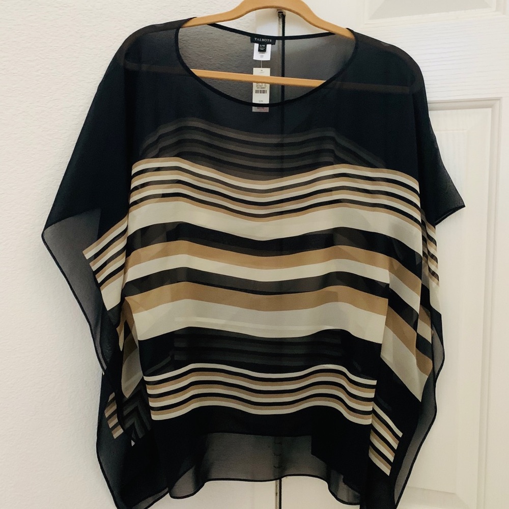 (SOLD!) Talbots Black Striped Silk Top